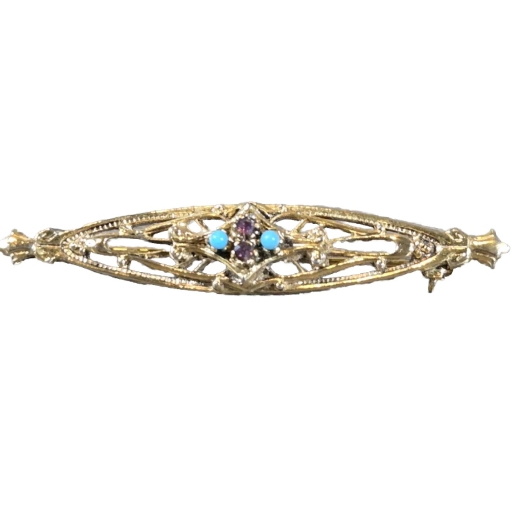 Vintage Arthur Pepper ART Art Deco Brooch Pin Dainty Feminine Gold Tone Filigree